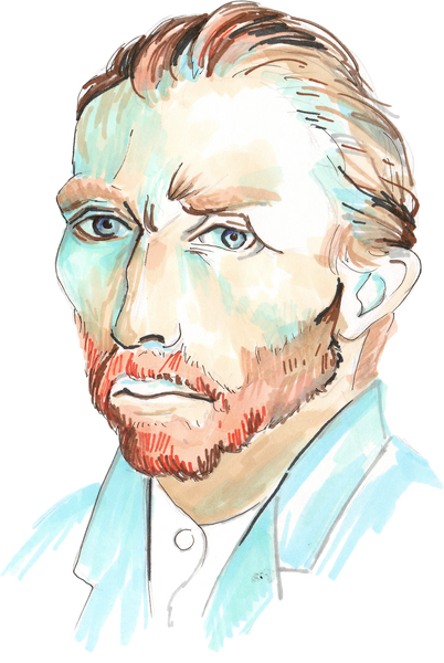 Portrait of Vincent Willem van Gogh. Famous Dutch post impressionist painter.